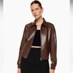 Babaton vegan leather bomber jacket